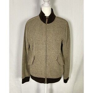 Orage Women Large Bomber Tweed Full Zip Lined Coat Jacket Pockets Wool Outdoor
